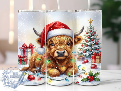 Christmas Highland Cow 20oz Tumbler, Christmas Highland Cow, Highland Cow Christmas, Highland Cow Tumbler, 20oz Tumbler, Christmas Cow, Holiday Tumbler, Tumbler Wrap Sublimation ToriDesigns 