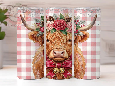 Christmas Highland Cow 20oz Tumbler, Highland Cow PNG, Xmas Cow Tumbler, Christmas Wrap PNG, Festive Cow Sub, Winter Highland Cow, Heifer Christmas, Xmas Coffee Cup Sublimation Lara' s Designs 