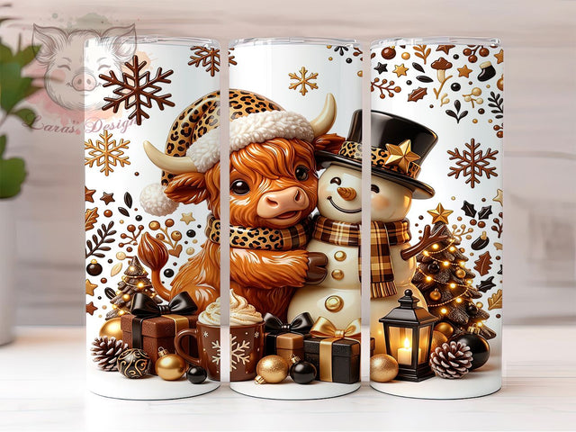 Christmas Highland Cow 20oz Tumbler, Highland Cow Xmas, Christmas Highland, Highland Cow Tumbler, Christmas Cow Wrap, 20oz Tumbler Wrap, Christmas Tumbler, Highland Cow PNG Sublimation Lara' s Designs 