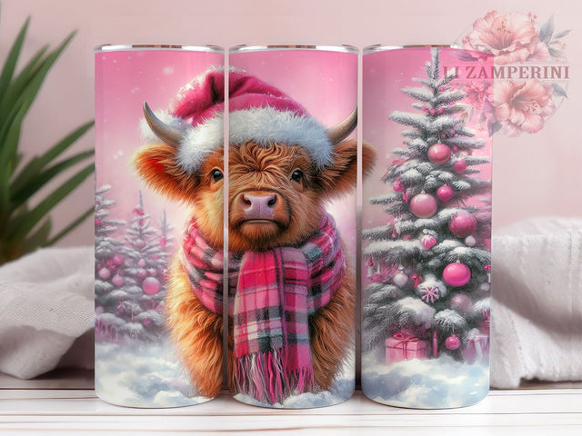 Christmas Highland Cow 20oz Tumbler Wrap PNG, Highland Cow Tumbler PNG Sublimation Design, Straight & Tapered Tumbler Wrap, Instant Digital Download Sublimation Li Zamperini 