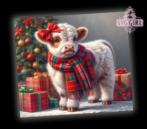 Christmas Highland Cow 20oz Tumbler Wrap Sublimation Design, Straight Tapered Tumbler Wrap, Highland Cow Tumbler Png, Instant Digital Download Sublimation SvggirlplusArt 