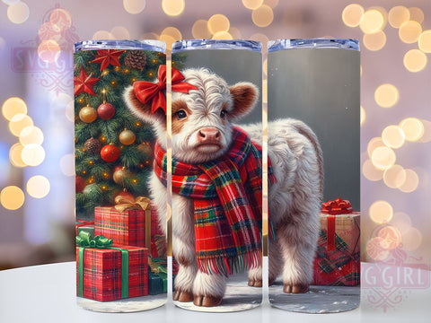 Christmas Highland Cow 20oz Tumbler Wrap Sublimation Design, Straight Tapered Tumbler Wrap, Highland Cow Tumbler Png, Instant Digital Download Sublimation SvggirlplusArt 