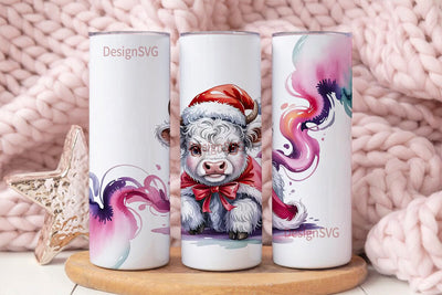 Christmas Highland Cow 20oz Tumbler Wrap Sublimation DesignSVG 