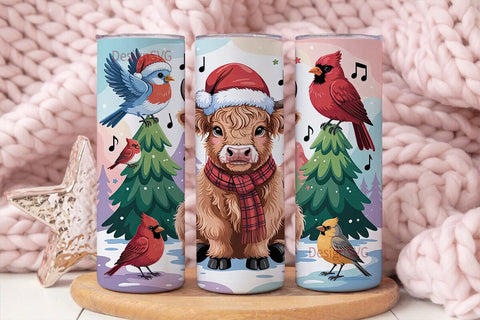 Christmas Highland Cow 20oz Tumbler Wrap Sublimation DesignSVG 