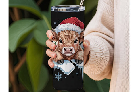 Christmas Highland Cow 20oz Tumbler Wrap Sublimation DesignSVG 