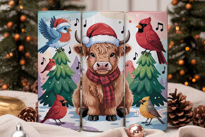 Christmas Highland Cow 20oz Tumbler Wrap Sublimation DesignSVG 