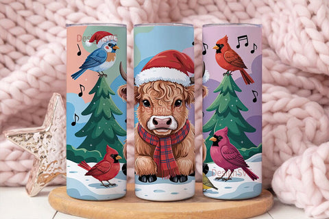 Christmas Highland Cow 20oz Tumbler Wrap Sublimation DesignSVG 