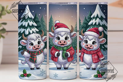 Christmas Highland Cow 20oz Tumbler Wrap Sublimation sassyprint 