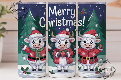 Christmas Highland Cow 20oz Tumbler Wrap Sublimation sassyprint 
