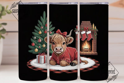 Christmas Highland Cow 20oz Tumbler Wrap Sublimation sassyprint 