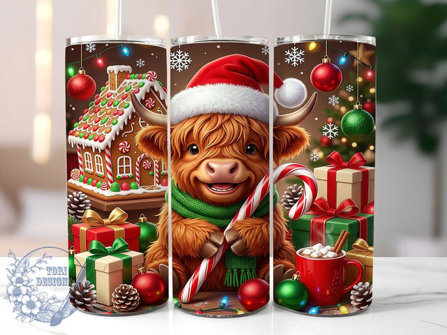 Christmas Highland Cow 20oz Tumbler, Xmas Highland Cow, Christmas Highland, Highland Cow Tumbler, Christmas Cow Wrap, 20oz Tumbler Wrap, Christmas Tumbler, Highland Cow PNG Sublimation ToriDesigns 