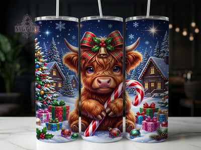 Christmas Highland Cow 20oz Tumbler, Xmas Highland Cow, Christmas Highland, Highland Cow Tumbler, Christmas Cow Wrap, 20oz Tumbler Wrap, Christmas Tumbler, Highland Cow PNG Sublimation SvggirlplusArt 