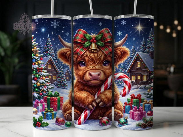 Christmas Highland Cow 20oz Tumbler, Xmas Highland Cow, Christmas Highland, Highland Cow Tumbler, Christmas Cow Wrap, 20oz Tumbler Wrap, Christmas Tumbler, Highland Cow PNG Sublimation SvggirlplusArt 