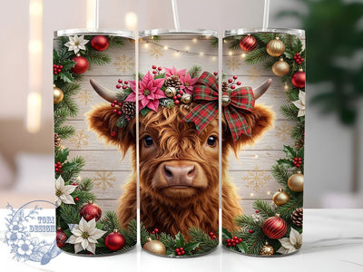 Christmas Highland Cow 20oz Tumbler, Xmas Highland Cow, Christmas Highland, Highland Cow Tumbler, Christmas Cow Wrap, 20oz Tumbler Wrap, Christmas Tumbler, Highland Cow PNG Sublimation ToriDesigns 