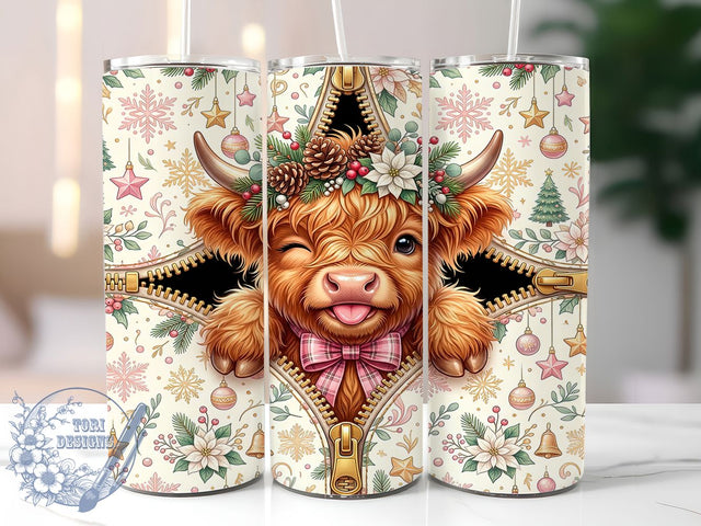 Christmas Highland Cow 20oz Tumbler, Xmas Highland Cow, Christmas Highland, Highland Cow Tumbler, Christmas Cow Wrap, 20oz Tumbler Wrap, Christmas Tumbler, Highland Cow PNG Sublimation ToriDesigns 