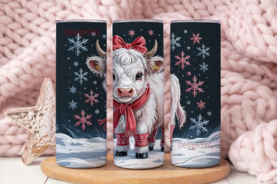 Christmas Highland Cow Calf 20oz Tumbler Sublimation DesignSVG 