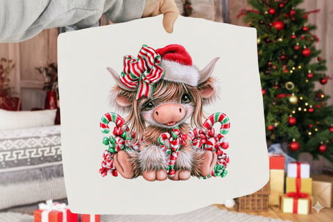 Christmas Highland Cow Clipart Sublimation SVGArt 