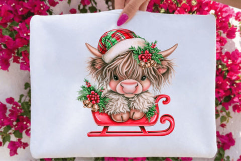 Christmas Highland Cow Clipart Sublimation SVGArt 