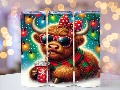 Christmas Highland Cow, Cow Christmas Lights, 20oz Tumbler Wrap, Sublimation Design, Holiday Drinkware, Cute Cow Gift, Festive Tumbler Sublimation SvggirlplusArt 