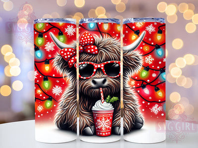 Christmas Highland Cow, Cow Christmas Lights, 20oz Tumbler Wrap, Sublimation Design, Holiday Drinkware, Cute Cow Gift, Festive Tumbler Sublimation SvggirlplusArt 