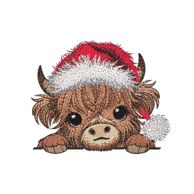 Christmas Highland Cow Embroidery Design, Farm Animal Embroidery File, 3 Sizes, Instant Download Embroidery/Applique DESIGNS Nino Nadaraia 