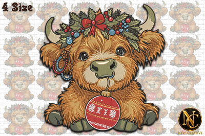 Christmas Highland Cow Embroidery Embroidery/Applique DESIGNS designartist 