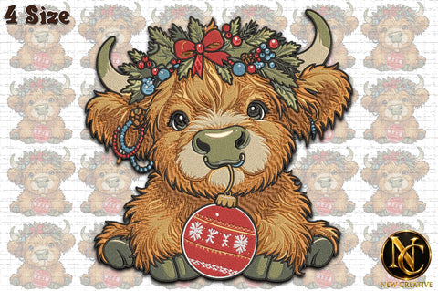 Christmas Highland Cow Embroidery Embroidery/Applique DESIGNS designartist 