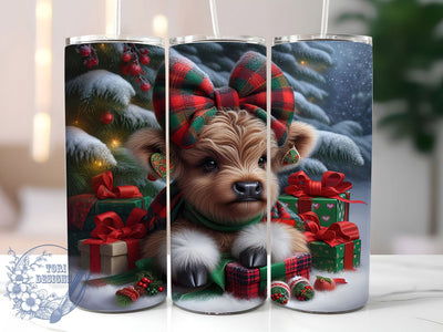 Christmas Highland Cow Holiday Tumbler, Holiday Cow Sublimation Design, Festive Farm Cup Art, 20oz Xmas Tumbler, Whimsical Cow Mug, Stylish Christmas Cup, Cozy Holiday Wrap Sublimation ToriDesigns 