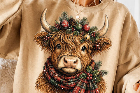 Christmas Highland Cow Png, Preppy Christmas Png, Xmas png, Cowgirl Png, Christmas PNG, Christmas Season Png SVG DesignDestine 