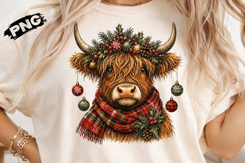 Christmas Highland Cow Png, Preppy Christmas Png, Xmas png, Cowgirl Png, Christmas PNG, Christmas Season Png SVG DesignDestine 