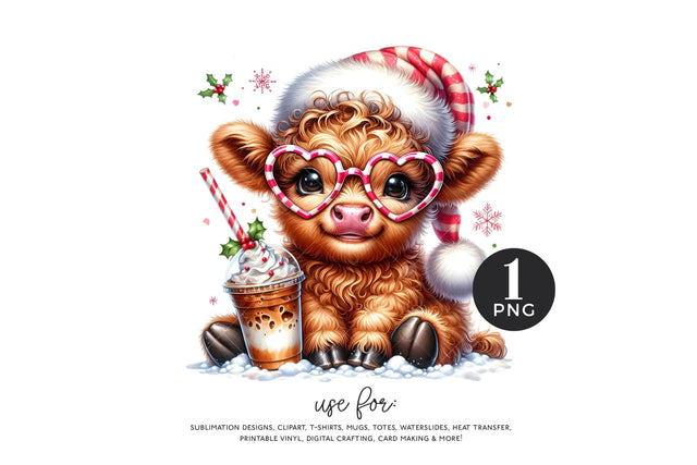 Christmas Highland Cow PNG Sublimation BijouBay 