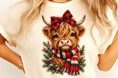 Christmas Highland Cow PNG Sublimation SVGista 