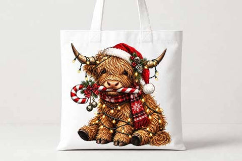 Christmas Highland Cow PNG SVG BillahCrafts 