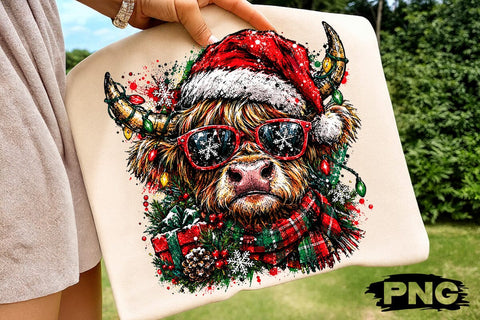 Christmas Highland Cow Sublimation PNG SVG DesignDestine 