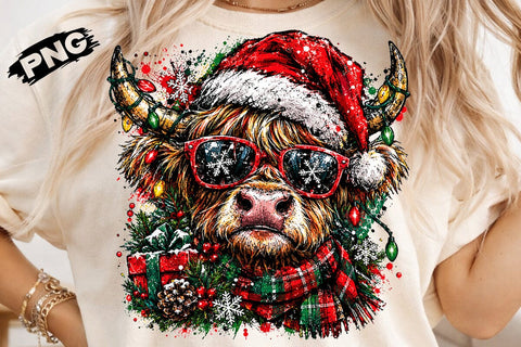 Christmas Highland Cow Sublimation PNG SVG DesignDestine 