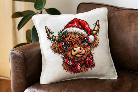 Christmas Highland Cow Sublimation PNG SVG DesignDestine 