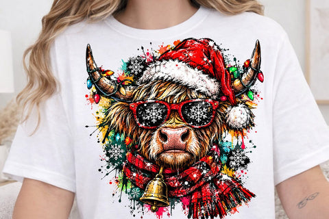 Christmas Highland Cow Sublimation PNG SVG DesignDestine 
