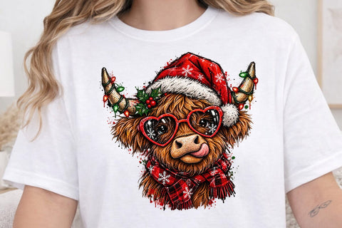 Christmas Highland Cow Sublimation PNG SVG DesignDestine 