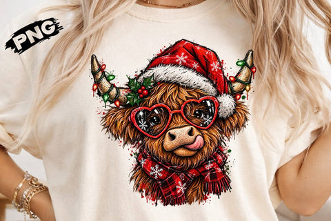Christmas Highland Cow Sublimation PNG SVG DesignDestine 