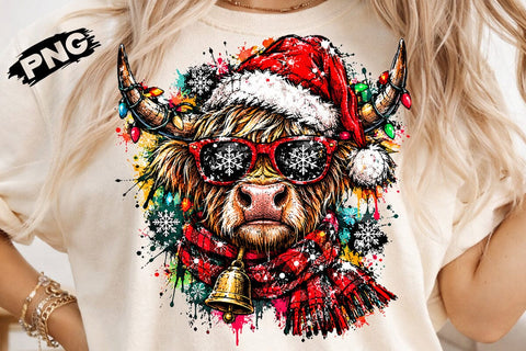 Christmas Highland Cow Sublimation PNG SVG DesignDestine 