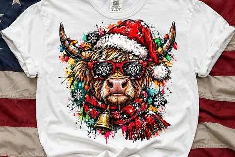 Christmas Highland Cow Sublimation PNG SVG DesignDestine 