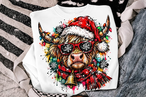 Christmas Highland Cow Sublimation PNG SVG DesignDestine 