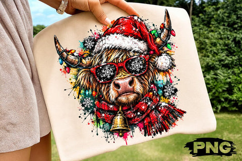 Christmas Highland Cow Sublimation PNG SVG DesignDestine 