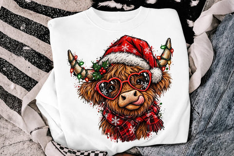 Christmas Highland Cow Sublimation PNG SVG DesignDestine 