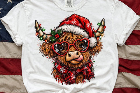 Christmas Highland Cow Sublimation PNG SVG DesignDestine 