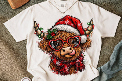 Christmas Highland Cow Sublimation PNG SVG DesignDestine 