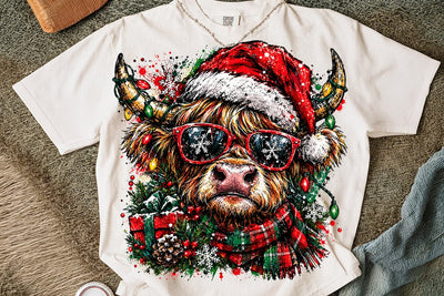 Christmas Highland Cow Sublimation PNG SVG DesignDestine 