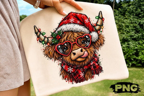 Christmas Highland Cow Sublimation PNG SVG DesignDestine 