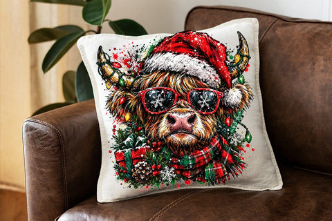 Christmas Highland Cow Sublimation PNG SVG DesignDestine 