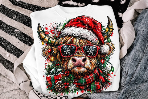 Christmas Highland Cow Sublimation PNG SVG DesignDestine 